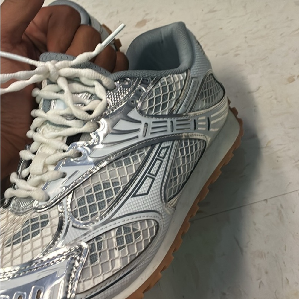 Bottega Veneta White and Silver Sneakers
